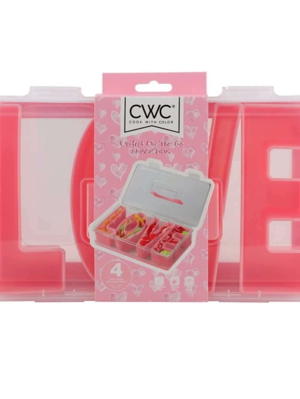 Pink Snackle Box - 4-Compartment Snack Container - Picture 1 of 5